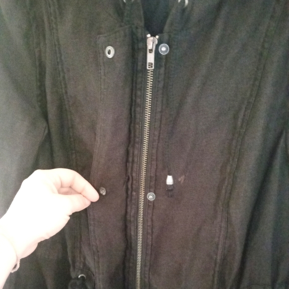 Free People Women's Full Sweep Black Anorak Jacket Linen Blend Size Large - Picture 6 of 7